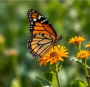 A butterfly on wild flowers