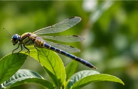 A dragonfly resting on a leaf