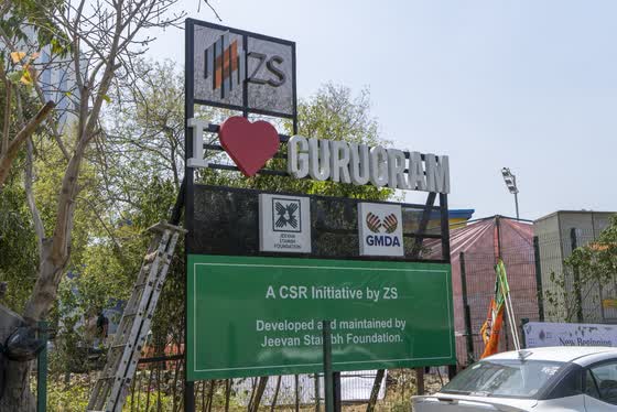 The site board: a CSR initiative by ZS, developed and maintained by Jeevan Stambh Foundation.